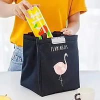 jk enterprise Flamingo Portable Insulated Oxford Lunch Bag Thermal Food Picnic Lunch Bags- Black-thumb4