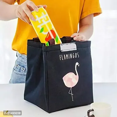 jk enterprise Flamingo Portable Insulated Oxford Lunch Bag Thermal Food Picnic Lunch Bags- Black-thumb5