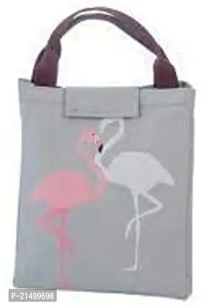 jk enterprise Flamingo Portable Insulated Oxford Lunch Bag Thermal Food Picnic Lunch Bags- Black-thumb2