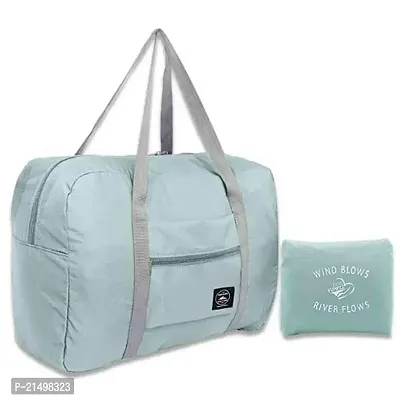 SVK Dream Travel Foldable Nylon Duffle Tote Bag Portable Waterproof Handbag Folding Sport Weekend Shopping Luggage Bag Gym Sports Bag for Women Girl 32 L (Blue)-thumb0