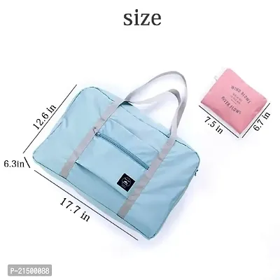 INVODA Water Resistant Nylon Canvas Foldable Travel Bag for Sports Gym for Men, Women 32 Liter, Green And Pink-thumb2