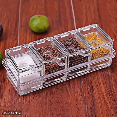 Dreamworld Acrylic Seasoning Box Case Condiment Bottles Set Salt Spice Rack/Jar Storage Box Container Kitchen Tool-thumb0