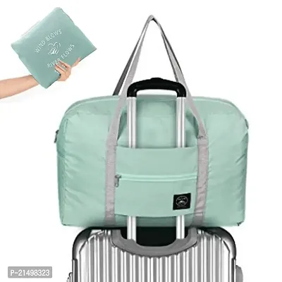 SVK Dream Travel Foldable Nylon Duffle Tote Bag Portable Waterproof Handbag Folding Sport Weekend Shopping Luggage Bag Gym Sports Bag for Women Girl 32 L (Blue)-thumb2