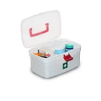 SVK Dream Plastic Rectangular Medicine Box, Medical Box, First aid Box, Multi Purpose Box, Multi Utility Storage with Handle (White, Standard )-thumb2