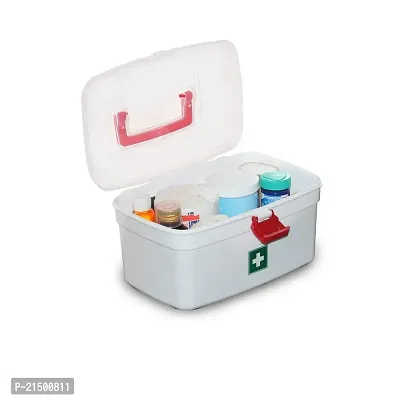 SVK Dream Plastic Rectangular Medicine Box, Medical Box, First aid Box, Multi Purpose Box, Multi Utility Storage with Handle (White, Standard )-thumb3