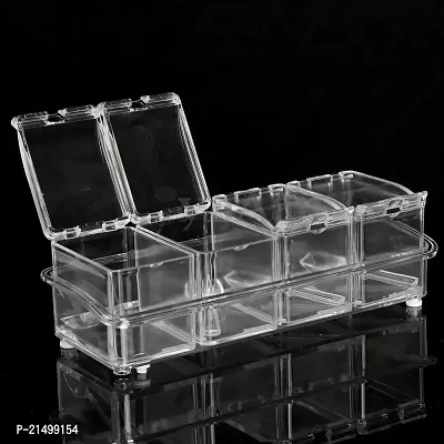 Dreamworld Crystal Seasoning Acrylic Box Plastic Spice Rack, 4 Box With Spoons-thumb3