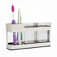 4square 2 Cups Toothbrush, Toothpaste Stand Holder, Kitchen  Bathroom Storage Organizer-thumb2