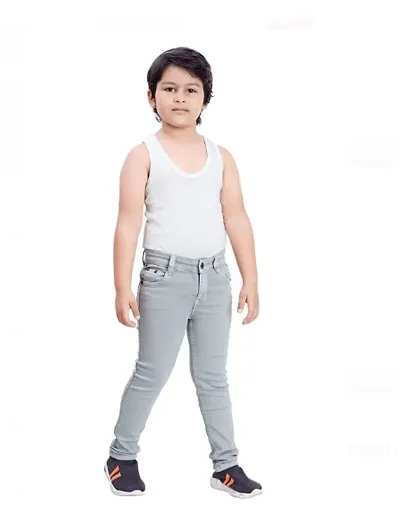 Stylish Slim Fit Denim Jeans with Button and Zip Closure For Boys