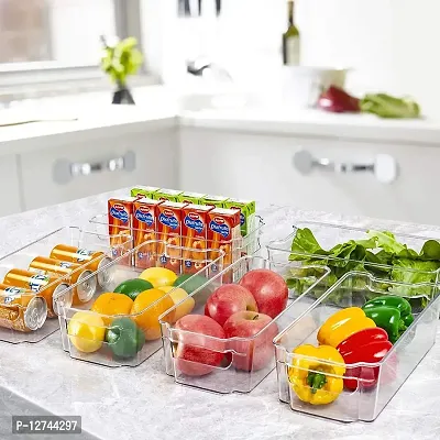 HOLLIO Food Storage Container with Handle Stackable Acrylic Fridge Organiser Sturdy Pantry And Refrigerator Storage Bins With Handles Fridge Containers| Pack of 02 (Small)-thumb5