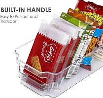 HOLLIO Food Storage Container with Handle Stackable Acrylic Fridge Organiser Sturdy Pantry And Refrigerator Storage Bins With Handles Fridge Containers| Pack of 02 (Small)-thumb3