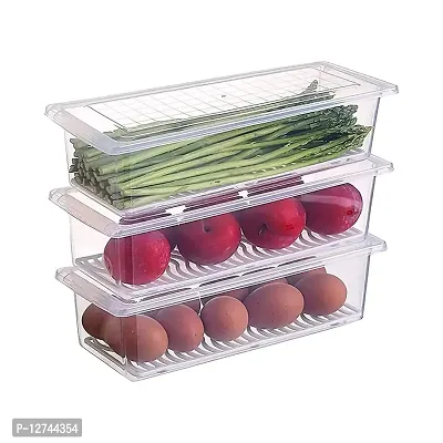 HOLLIO 1500ML Food Storage Container Fridge Storage Box Fridge Organizer Case With Removable Drain Plate Stackable Freezer Storage Containers Keep Fresh For Storing Fish, Meat, Vegetables (3)-thumb0