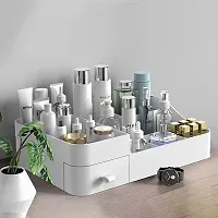 HOLLIO Cosmetic Makeup Lipstick Storage Box with Drawer Makeup Organizer for Vanity Plastic Case Holder Skin Care Products for Dressing Table-thumb1