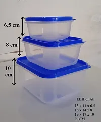HOLLIO Air Tight Unbreakable Rectangular Shape Kitchen Storage Grocery Container, Food Storage Container, Freezer Storage Containers Set of 3 (700ml, 1400ml, 2400ml) (Blue)-thumb2
