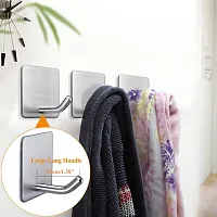 HOLLIO Adhesive Hooks Heavy Duty Stick on Wall Hooks Towel Hooks Door Hooks Waterproof Stainless Steel Adhesive Towel Hooks Adhesive Holders for Hanging Clothes Bathroom Adhesive Hook (Silver, 2)-thumb4