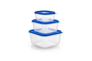 HOLLIO Air Tight Unbreakable Rectangular Shape Kitchen Storage Grocery Container, Food Storage Container, Freezer Storage Containers Set of 3 (700ml, 1400ml, 2400ml) (Blue)-thumb3