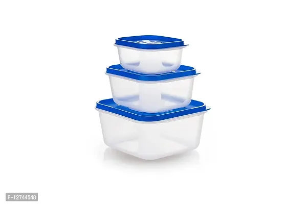 HOLLIO Air Tight Unbreakable Rectangular Shape Kitchen Storage Grocery Container, Food Storage Container, Freezer Storage Containers Set of 3 (700ml, 1400ml, 2400ml) (Blue)-thumb4