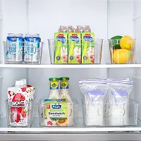 HOLLIO Food Storage Container with Handle Stackable Acrylic Fridge Organiser Sturdy Pantry And Refrigerator Storage Bins With Handles Fridge Containers| Pack of 02 (Small)-thumb2