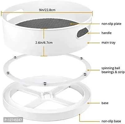 HOLLIO 360? Rotating Kitchen Organizer Tray Rack Multi-Purpose Rotating Tray/Kitchen Organizer/Cosmetics Organizer Kitchen Storage Revolving Tray, Rotating Tray Lazy Susan (Off-White) (Big)-thumb2