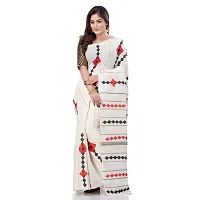 dB DESH BIDESH Women`s Bengali Khesh Mul Pure Cotton Handloom Saree With Blouse Piece (white)-thumb3
