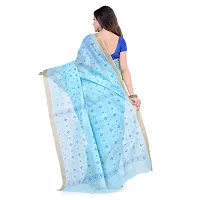 dB DESH BIDESH Women`s Bengal Tant Kerala Print Design Pure Handloom Cotton Saree Without Blouse Piece (Blue)-thumb1