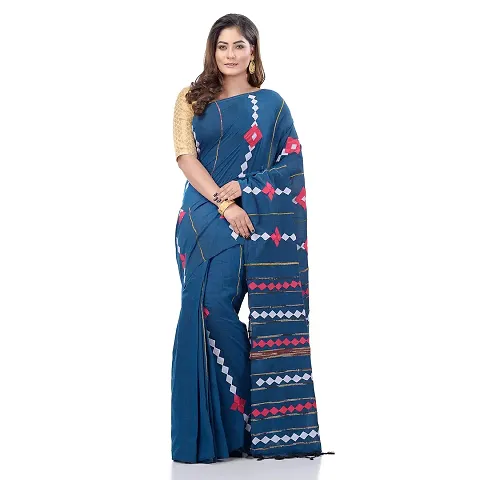dB DESH BIDESH Women`s Bengali Khesh Mul Pure Cotton Handloom Saree With Blouse Piece