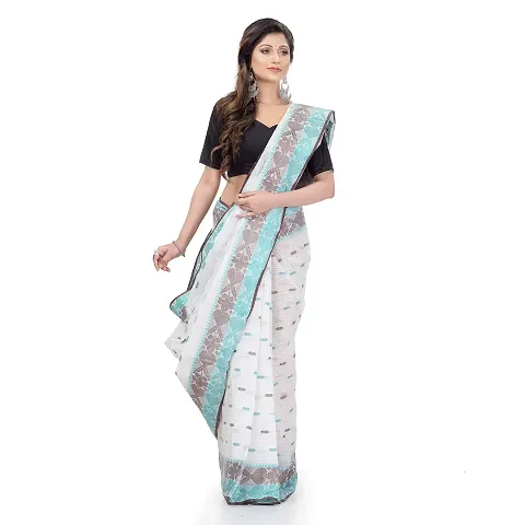 dB DESH BIDESH Women Bengal Tant Traditional Handloom Pure Cotton Saree Noyonchuri Design Without Blouse Piece