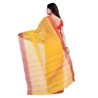 dB DESH BIDESH Women`s Bengal Tant Aradhana Design Pure Handloom Cotton Saree Without Blouse Piece (Yellow Red)-thumb1