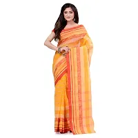 dB DESH BIDESH Women`s Traditional Bengal Tant Pure Handloom Cotton Saree Temple Buti Woven Design Without Blouse Piece (Yellow)-thumb3