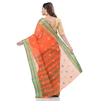 dB DESH BIDESH Women`s Bengal Tant Potrobinnas Pure Handloom Cotton Saree Without Blouse Piece (Orange)-thumb3