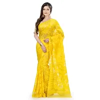 dB DESH BIDESH Women's Jamdani Cotton Saree without Blouse Piece (DB121020JAMDANITANT1_Yellow)-thumb1