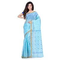 dB DESH BIDESH Women`s Bengal Tant Kerala Print Design Pure Handloom Cotton Saree Without Blouse Piece (Blue)-thumb3
