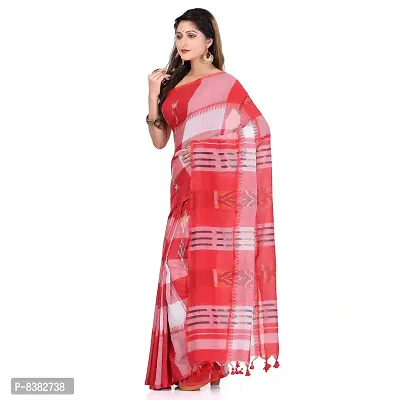 dB DESH BIDESH Women`s Bengal Handloom Tant Malmal Pure Cotton Saree Handwoven Kotki Design Without Blouse Piece-thumb2