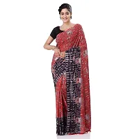 dB DESH BIDESH Women`s Traditional Bengal Soft Kalamkari Printed Handloom Cotton Saree Border Tassels With Blouse Piece (White Red)-thumb3