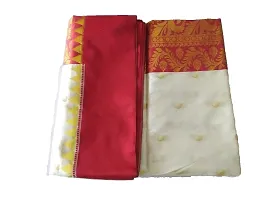 dB DESH BIDESH Women's Bengal Tant Premium Garad Cotton Silk Saree with Blouse Piece (DBSAREE230219WBG1, White and Red)-thumb2