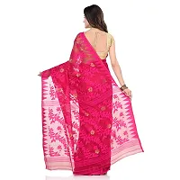 Bengal Cotton Tant Women`s Bengal Handloom Tant Soft Dhakai Jamdani Cotton Saree Whole Body Design (DEEP PINK)-thumb2