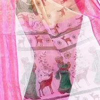 dB DESH BIDESH Women's Shakuntala Design Printed Tant Handloom Pure Cotton Saree Without Blouse Piece (Pink  Off-White)-thumb3