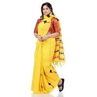 dB DESH BIDESH Women`s Bengali Khesh Mul Pure Cotton Handloom Saree With Blouse Piece(Yellow)-thumb4