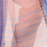 Bengal Cotton Women`s Traditional Tant Pure Cotton Handloom Saree Woven Design Without Blouse Piece (Flamingo Blue)-thumb3