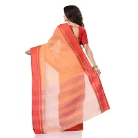 Bengal Cotton Women`s Traditional Pure Handloom Cotton Tant Kantha Stitch Saree Without Blouse Piece (Orange red)-thumb2