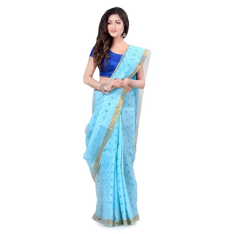 dB DESH BIDESH Women`s Bengal Tant Kerala Print Design Pure Handloom Cotton Saree Without Blouse Piece
