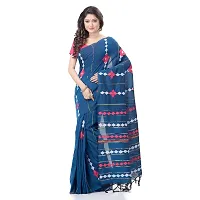 Bengal Cotton Women`s Bengali Khesh Pure Cotton Handloom Saree Diamond Designed With Blouse Piece(Prussian Blue)-thumb3