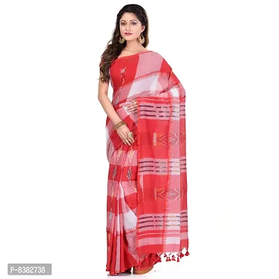 dB DESH BIDESH Women`s Bengal Handloom Tant Malmal Pure Cotton Saree Handwoven Kotki Design Without Blouse Piece-thumb5