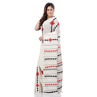 dB DESH BIDESH Women`s Bengali Khesh Mul Pure Cotton Handloom Saree With Blouse Piece (white)-thumb2