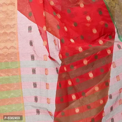 dB DESH BIDESH Women's Tant Cotton Saree (DBGANGAJAMUNA1_Red)-thumb4