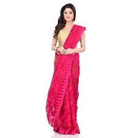 Bengal Cotton Tant Women`s Bengal Handloom Tant Soft Dhakai Jamdani Cotton Saree Whole Body Design (DEEP PINK)-thumb3