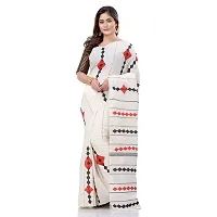 dB DESH BIDESH Women`s Bengali Khesh Mul Pure Cotton Handloom Saree With Blouse Piece (white)-thumb4