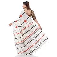dB DESH BIDESH Women`s Bengali Khesh Mul Pure Cotton Handloom Saree With Blouse Piece (white)-thumb1
