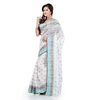 dB DESH BIDESH Women Bengal Tant Traditional Handloom Pure Cotton Saree Noyonchuri Design Without Blouse Piece (Brown Firoza)-thumb3