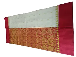 dB DESH BIDESH Women's Bengal Tant Premium Garad Cotton Silk Saree with Blouse Piece (DBSAREE230219WBG1, White and Red)-thumb3