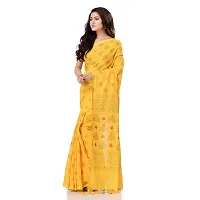 Bengal Cotton Women`s Bengal Tant Abhra Fabric Design Pure Cotton Handloom Saree With Blouse Piece (Yellow)-thumb1